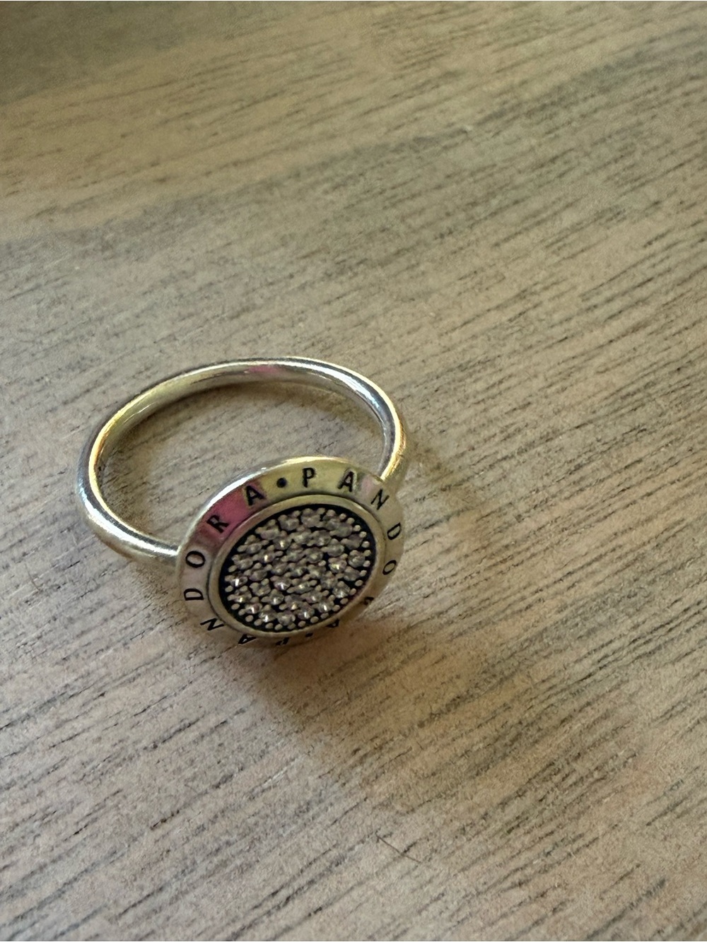 Pandora Silver Pavé Circle Logo Ring - Silver